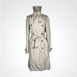 Burberry Classic Double Breasted Heritage Nova Check Trench Coat Belted 10